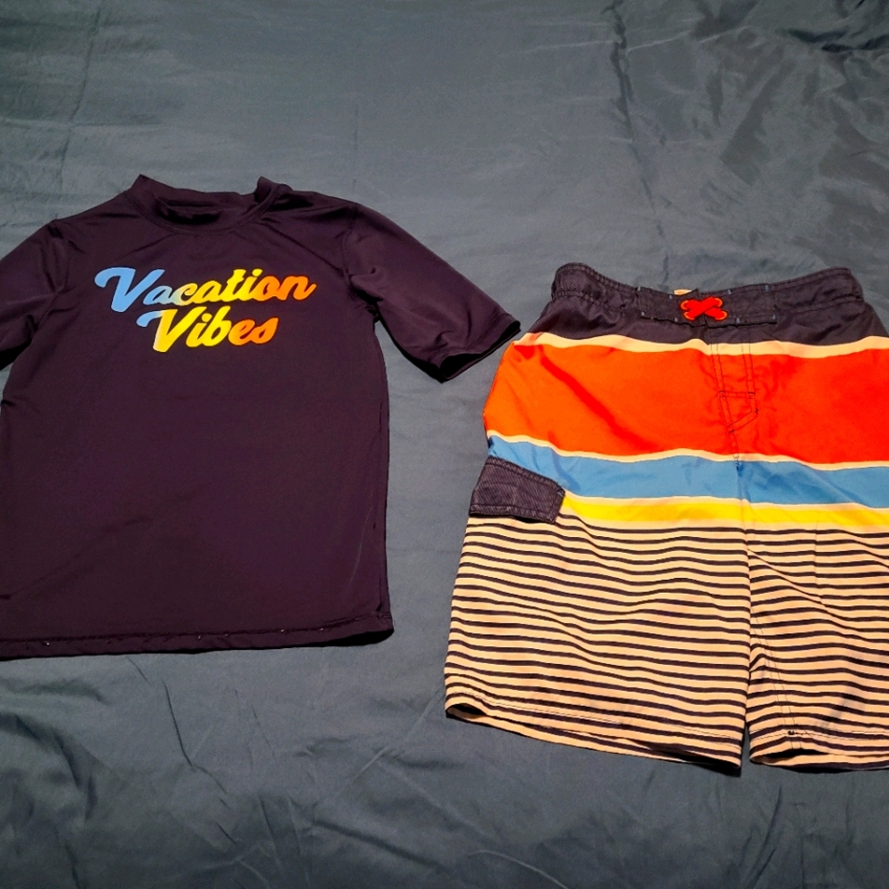 Cat & Jack Boys Rash Guard and Trunk Set XL